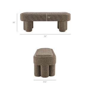 Modway Furniture Mossi Oval Boucle Upholstered Bench with Sculptural Clover Base for Bedroom or Entryway Earth EEI-7531-ETH