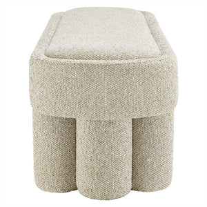 Modway Furniture Mossi Oval Boucle Upholstered Bench with Sculptural Clover Base for Bedroom or Entryway Marble EEI-7531-MRB