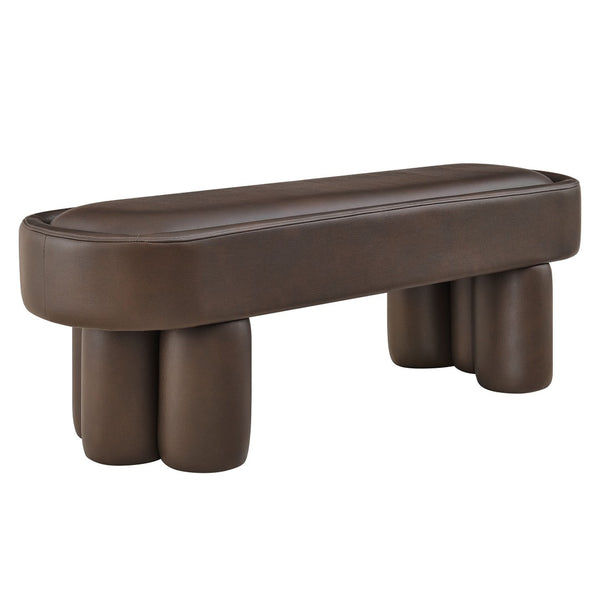 Modway Furniture Mossi Oval Vegan Leather Upholstered Bench Sculptural Base for Bedroom or Entryway Espresso EEI-7532-ESP