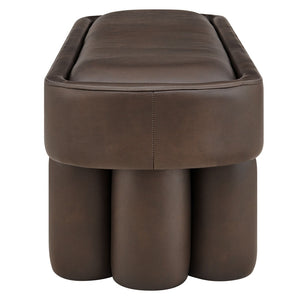 Modway Furniture Mossi Oval Vegan Leather Upholstered Bench Sculptural Base for Bedroom or Entryway Espresso EEI-7532-ESP