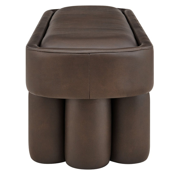 Modway Furniture Mossi Oval Vegan Leather Upholstered Bench Sculptural Base for Bedroom or Entryway Espresso EEI-7532-ESP