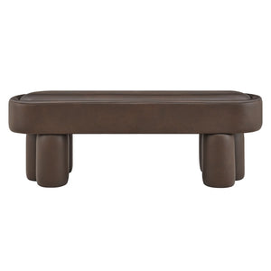 Modway Furniture Mossi Oval Vegan Leather Upholstered Bench Sculptural Base for Bedroom or Entryway Espresso EEI-7532-ESP