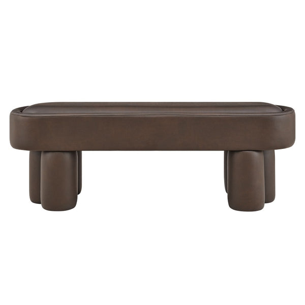Modway Furniture Mossi Oval Vegan Leather Upholstered Bench Sculptural Base for Bedroom or Entryway Espresso EEI-7532-ESP