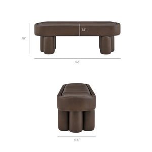 Modway Furniture Mossi Oval Vegan Leather Upholstered Bench Sculptural Base for Bedroom or Entryway Espresso EEI-7532-ESP