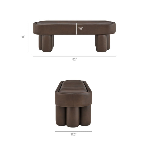 Modway Furniture Mossi Oval Vegan Leather Upholstered Bench Sculptural Base for Bedroom or Entryway Espresso EEI-7532-ESP