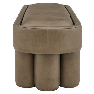 Modway Furniture Mossi Oval Vegan Leather Upholstered Bench Sculptural Base for Bedroom or Entryway Mushroom EEI-7532-MUS