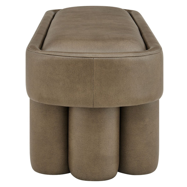 Modway Furniture Mossi Oval Vegan Leather Upholstered Bench Sculptural Base for Bedroom or Entryway Mushroom EEI-7532-MUS