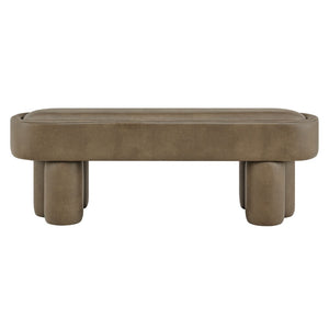 Modway Furniture Mossi Oval Vegan Leather Upholstered Bench Sculptural Base for Bedroom or Entryway Mushroom EEI-7532-MUS