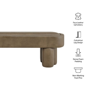 Modway Furniture Mossi Oval Vegan Leather Upholstered Bench Sculptural Base for Bedroom or Entryway Mushroom EEI-7532-MUS