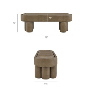 Modway Furniture Mossi Oval Vegan Leather Upholstered Bench Sculptural Base for Bedroom or Entryway Mushroom EEI-7532-MUS