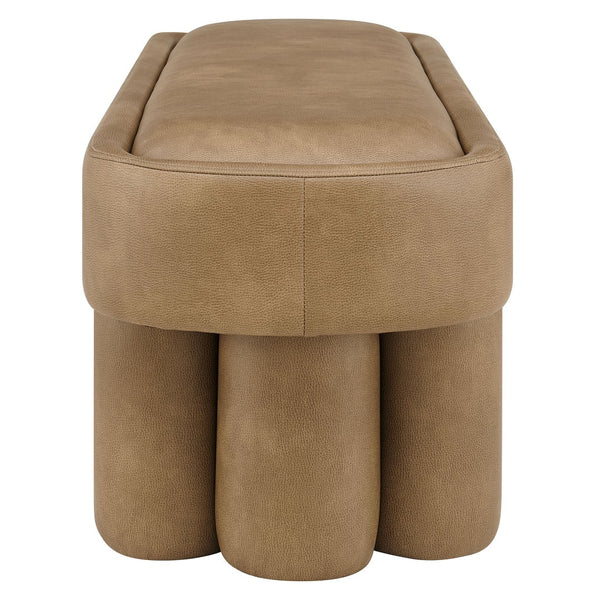 Modway Furniture Mossi Oval Vegan Leather Upholstered Bench Sculptural Base for Bedroom or Entryway Toast EEI-7532-TST