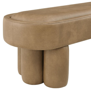 Modway Furniture Mossi Oval Vegan Leather Upholstered Bench Sculptural Base for Bedroom or Entryway Toast EEI-7532-TST