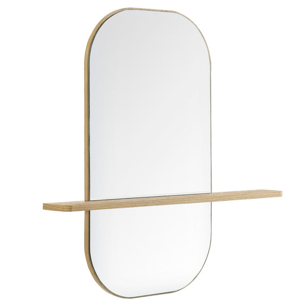 Modway Furniture Solstice Large Oval Wall Mirror with Integrated Shelf for Stylish Entryway or Living Room Decor Oak EEI-7533-OAK