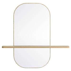 Modway Furniture Solstice Large Oval Wall Mirror with Integrated Shelf for Stylish Entryway or Living Room Decor Oak EEI-7533-OAK