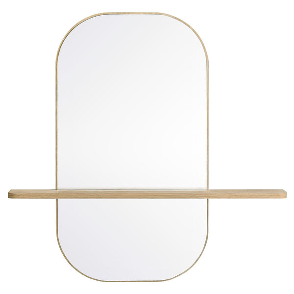 Modway Furniture Solstice Large Oval Wall Mirror with Integrated Shelf for Stylish Entryway or Living Room Decor Oak EEI-7533-OAK