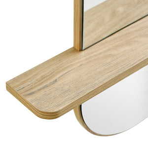 Modway Furniture Solstice Large Oval Wall Mirror with Integrated Shelf for Stylish Entryway or Living Room Decor Oak EEI-7533-OAK