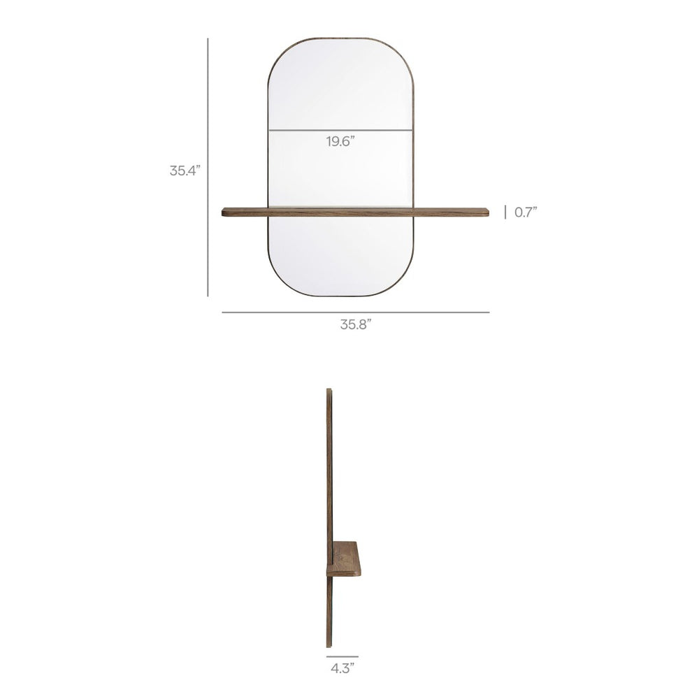 Modway Furniture Solstice Large Oval Wall Mirror with Integrated Shelf for Stylish Entryway or Living Room Decor Walnut EEI-7533-WAL