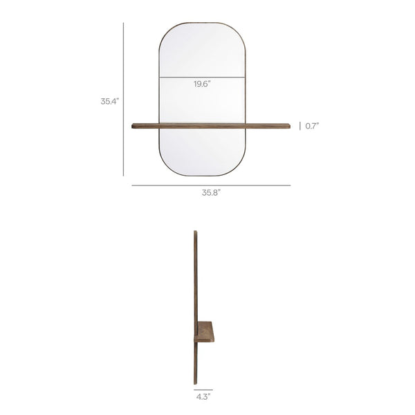 Modway Furniture Solstice Large Oval Wall Mirror with Integrated Shelf for Stylish Entryway or Living Room Decor Walnut EEI-7533-WAL