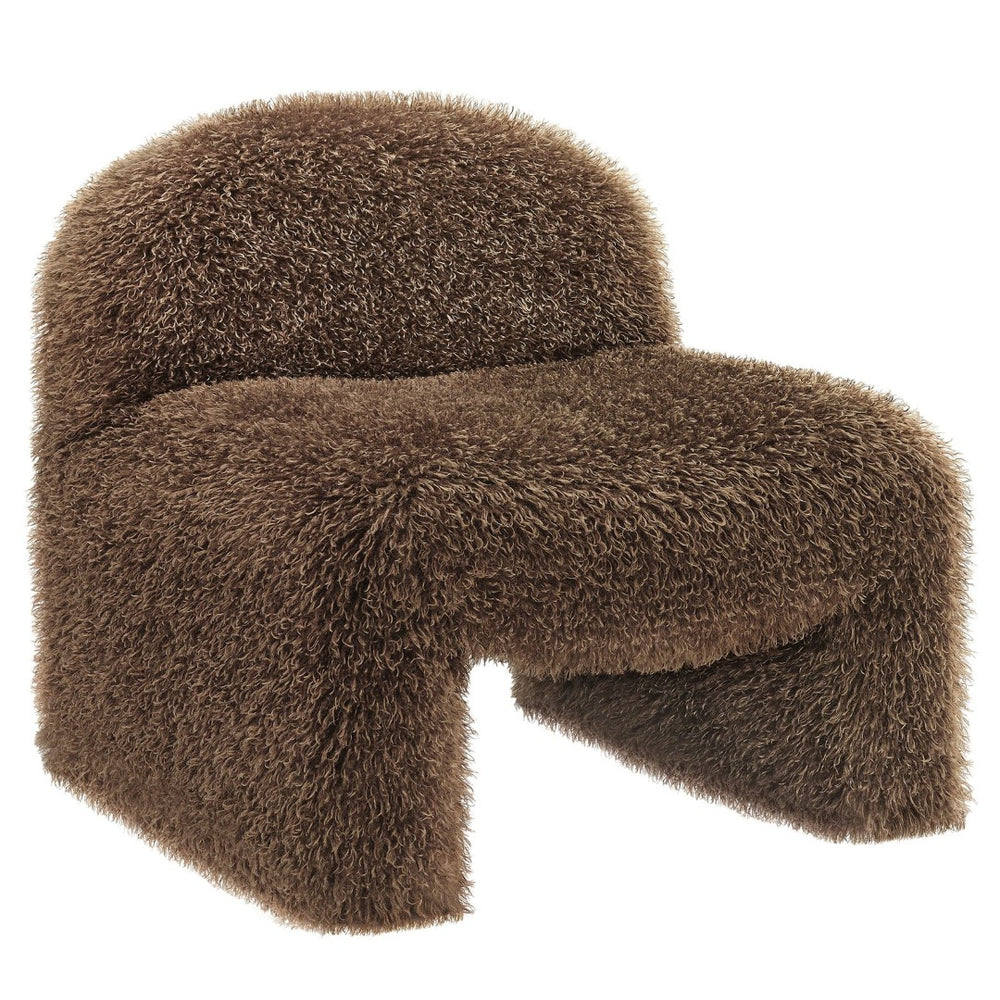Modway Furniture Mina Faux Fur Accent Chair by Modway - Cozy Modern Design for Living Room, Bedroom, or Office Brown EEI-7534-BRN