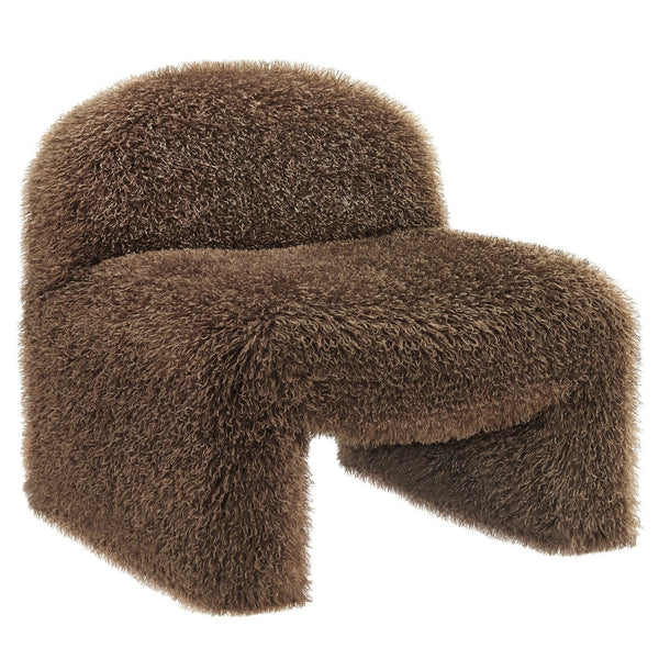 Modway Furniture Mina Faux Fur Accent Chair by Modway - Cozy Modern Design for Living Room, Bedroom, or Office Brown EEI-7534-BRN