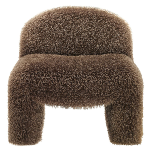 Modway Furniture Mina Faux Fur Accent Chair by Modway - Cozy Modern Design for Living Room, Bedroom, or Office Brown EEI-7534-BRN
