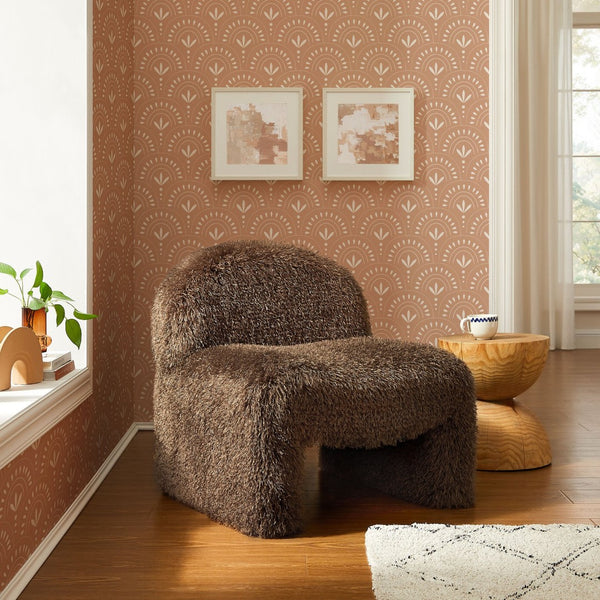 Modway Furniture Mina Faux Fur Accent Chair by Modway - Cozy Modern Design for Living Room, Bedroom, or Office Brown EEI-7534-BRN