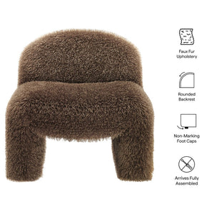 Modway Furniture Mina Faux Fur Accent Chair by Modway - Cozy Modern Design for Living Room, Bedroom, or Office Brown EEI-7534-BRN