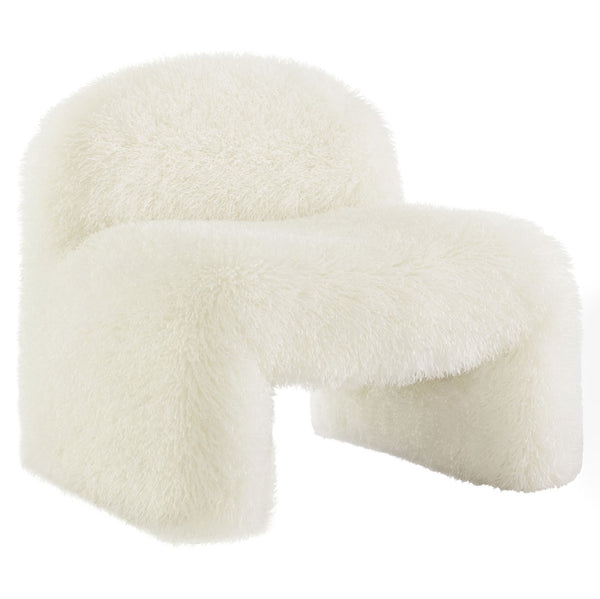 Modway Furniture Mina Faux Fur Accent Chair by Modway - Cozy Modern Design for Living Room, Bedroom, or Office White EEI-7534-WHI