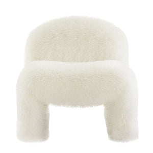 Modway Furniture Mina Faux Fur Accent Chair by Modway - Cozy Modern Design for Living Room, Bedroom, or Office White EEI-7534-WHI