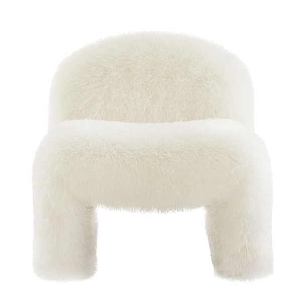 Modway Furniture Mina Faux Fur Accent Chair by Modway - Cozy Modern Design for Living Room, Bedroom, or Office White EEI-7534-WHI