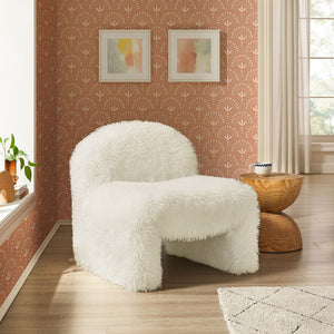 Modway Furniture Mina Faux Fur Accent Chair by Modway - Cozy Modern Design for Living Room, Bedroom, or Office White EEI-7534-WHI