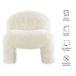 Modway Furniture Mina Faux Fur Accent Chair by Modway - Cozy Modern Design for Living Room, Bedroom, or Office White EEI-7534-WHI