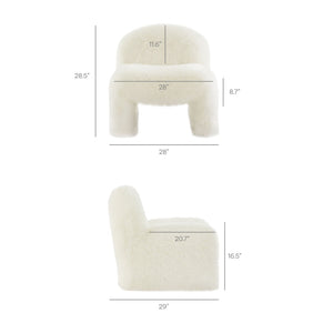 Modway Furniture Mina Faux Fur Accent Chair by Modway - Cozy Modern Design for Living Room, Bedroom, or Office White EEI-7534-WHI