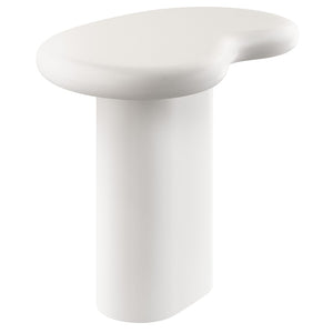 Modway Furniture Elowen Concrete Kidney Shaped Outdoor Side Table with Sculptural Pedestal Base EEI-7535-WHI
