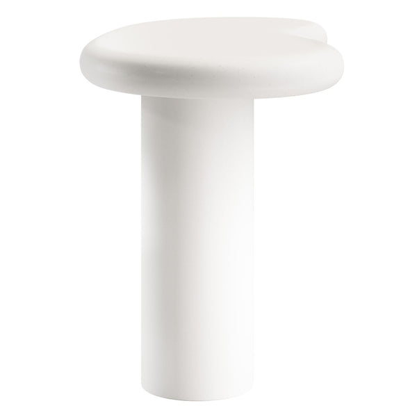 Modway Furniture Elowen Concrete Kidney Shaped Outdoor Side Table with Sculptural Pedestal Base EEI-7535-WHI