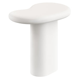 Modway Furniture Elowen Concrete Kidney Shaped Outdoor Side Table with Sculptural Pedestal Base EEI-7535-WHI