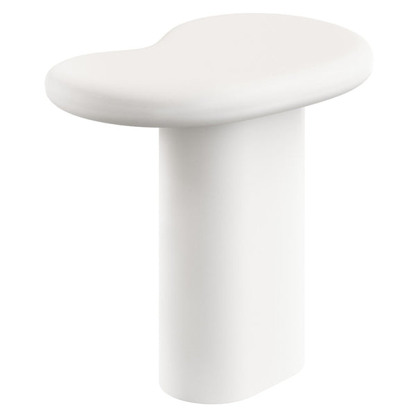 Modway Furniture Elowen Concrete Kidney Shaped Outdoor Side Table with Sculptural Pedestal Base EEI-7535-WHI