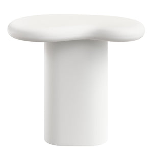 Modway Furniture Elowen Concrete Kidney Shaped Outdoor Side Table with Sculptural Pedestal Base EEI-7535-WHI