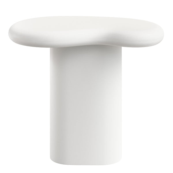 Modway Furniture Elowen Concrete Kidney Shaped Outdoor Side Table with Sculptural Pedestal Base EEI-7535-WHI