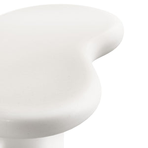 Modway Furniture Elowen Concrete Kidney Shaped Outdoor Side Table with Sculptural Pedestal Base EEI-7535-WHI