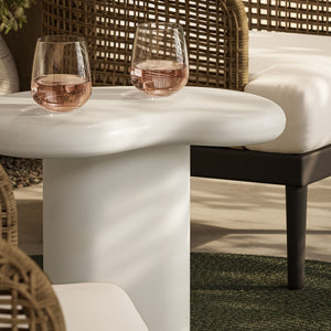 Modway Furniture Elowen Concrete Kidney Shaped Outdoor Side Table with Sculptural Pedestal Base EEI-7535-WHI