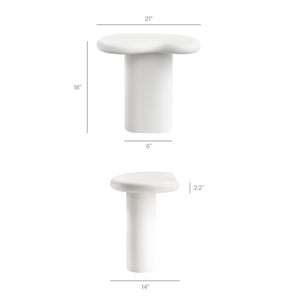 Modway Furniture Elowen Concrete Kidney Shaped Outdoor Side Table with Sculptural Pedestal Base EEI-7535-WHI