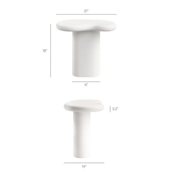 Modway Furniture Elowen Concrete Kidney Shaped Outdoor Side Table with Sculptural Pedestal Base EEI-7535-WHI