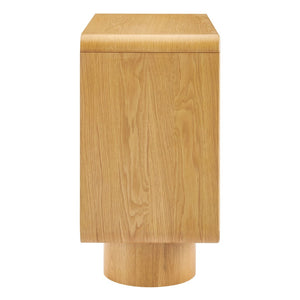 Modway Furniture Lumo Oak Veneer Sculptural Accent Cabinet with Push Open Doors and Adjustable Shelf EEI-7538-OAK