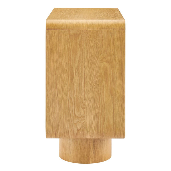 Modway Furniture Lumo Oak Veneer Sculptural Accent Cabinet with Push Open Doors and Adjustable Shelf EEI-7538-OAK