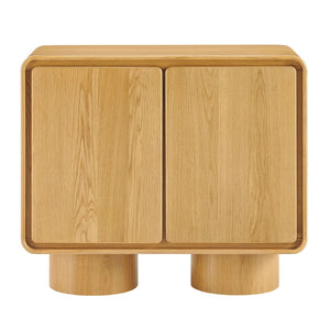 Modway Furniture Lumo Oak Veneer Sculptural Accent Cabinet with Push Open Doors and Adjustable Shelf EEI-7538-OAK