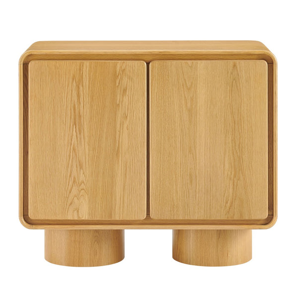 Modway Furniture Lumo Oak Veneer Sculptural Accent Cabinet with Push Open Doors and Adjustable Shelf EEI-7538-OAK