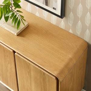 Modway Furniture Lumo Oak Veneer Sculptural Accent Cabinet with Push Open Doors and Adjustable Shelf EEI-7538-OAK