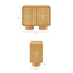 Modway Furniture Lumo Oak Veneer Sculptural Accent Cabinet with Push Open Doors and Adjustable Shelf EEI-7538-OAK