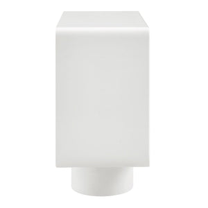 Modway Furniture Lumo Oak Veneer Curved Cabinet with Push Open Doors and Sculptural Pedestal Base EEI-7539-WHI